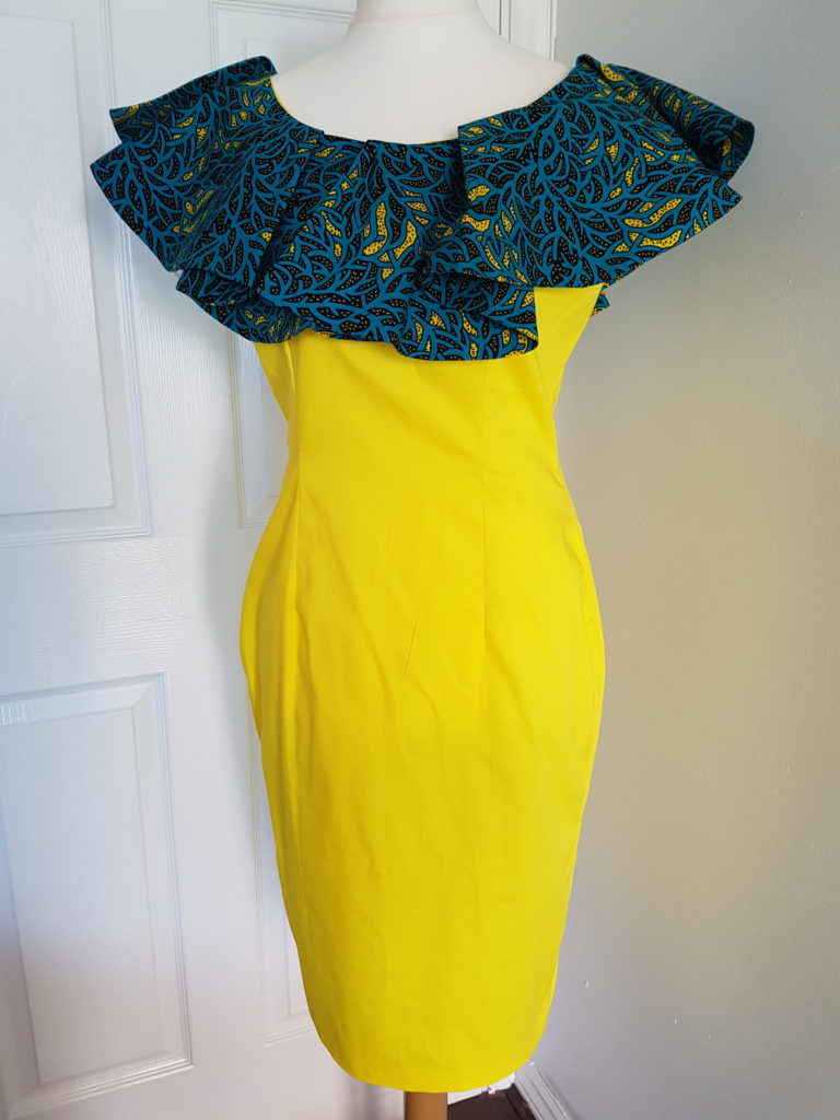 Ankara Ruffle Cape Midi dress