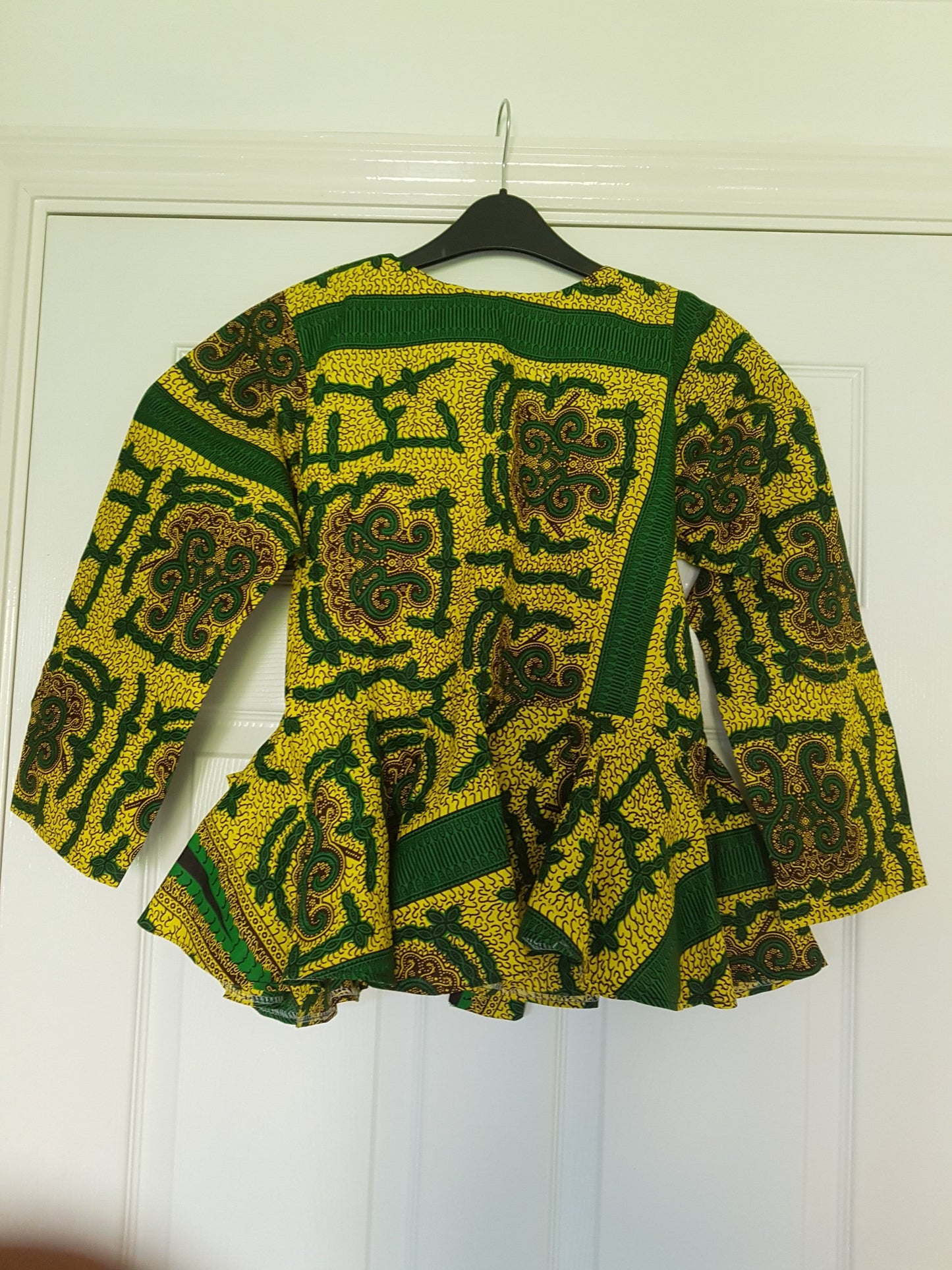 Ankara Peplum Wrap Jacket - Green/Yellow