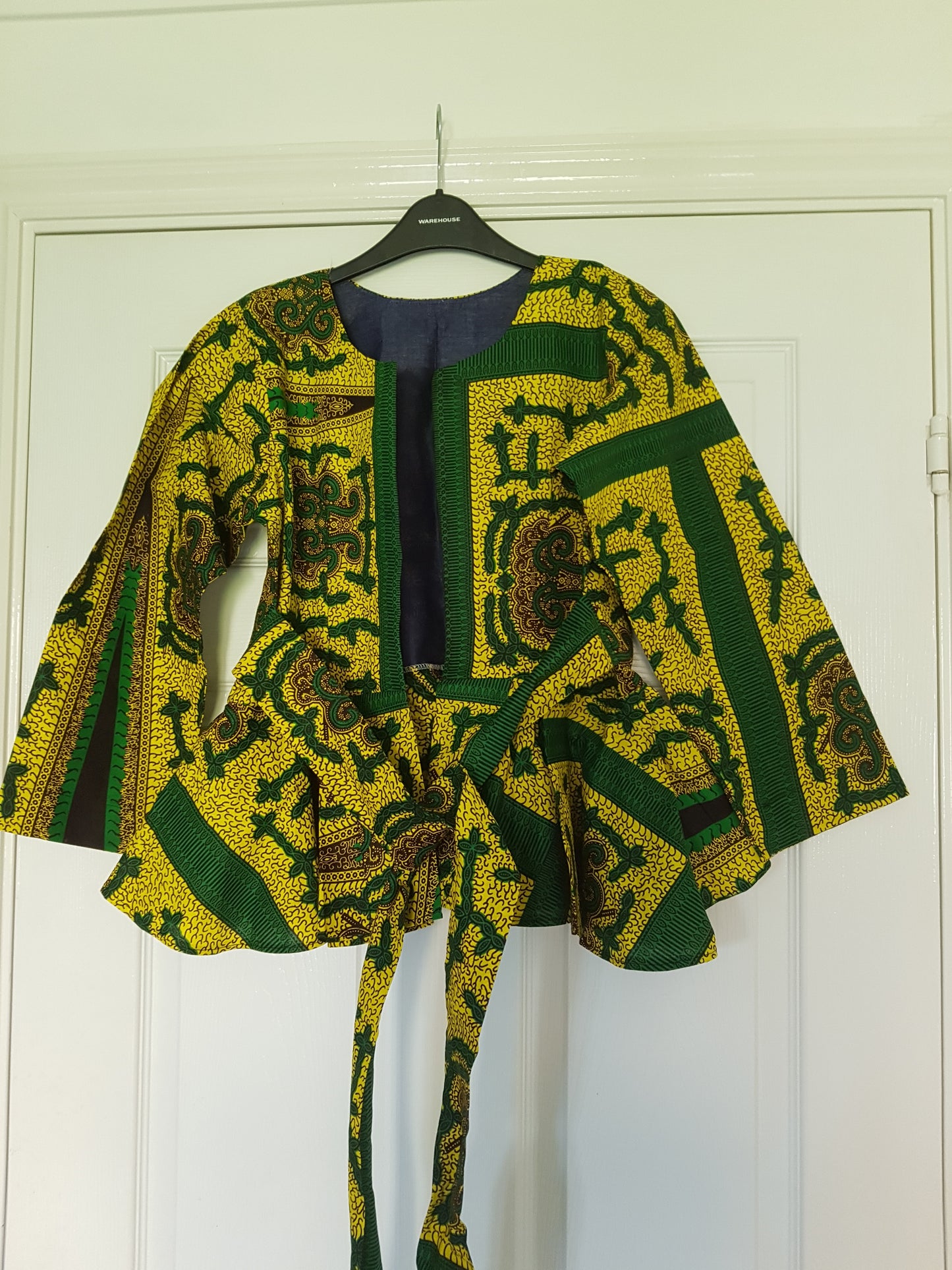Ankara Peplum Wrap Jacket - Green/Yellow