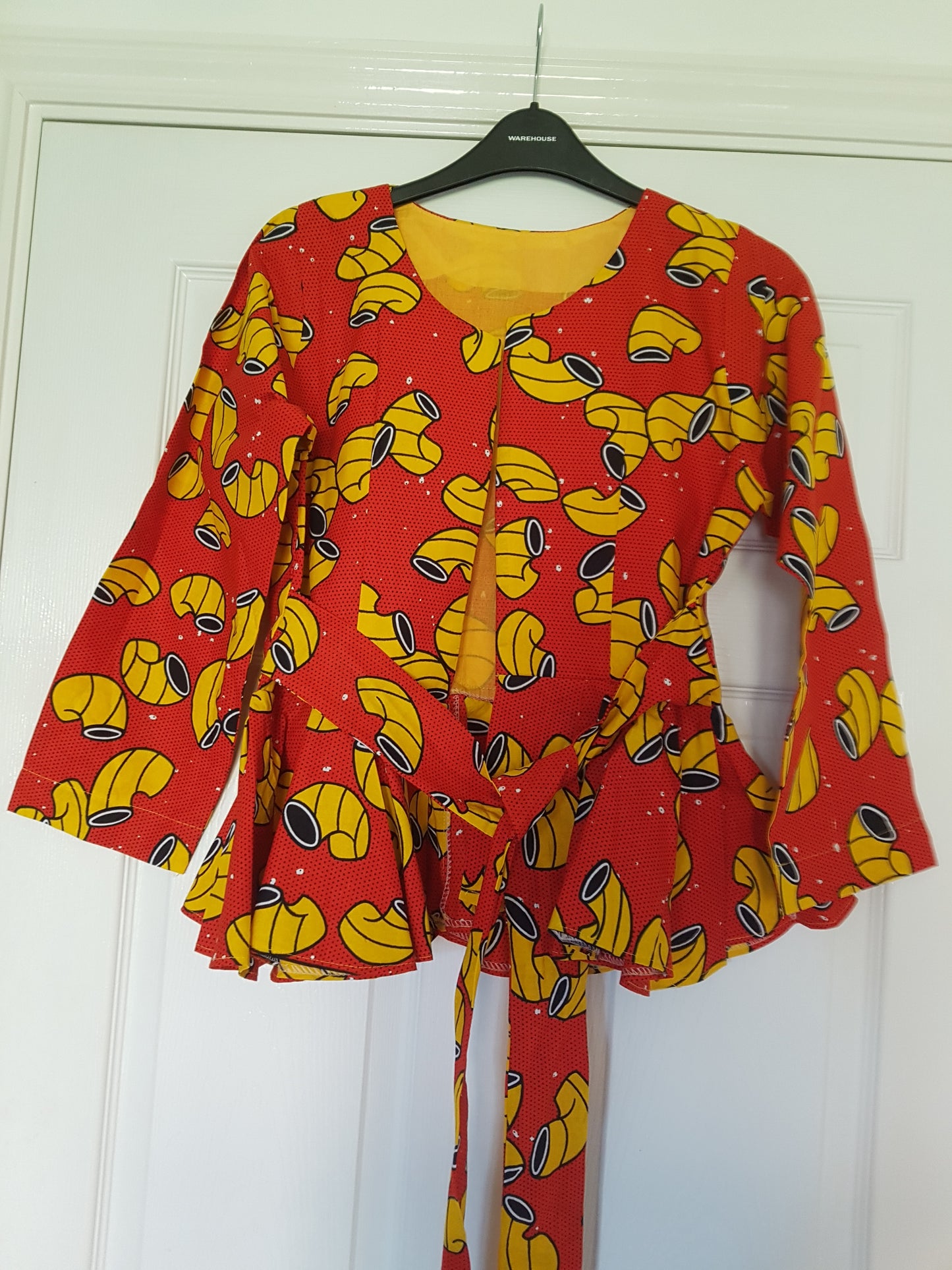 Ankara Peplum Wrap Jacket - Orange