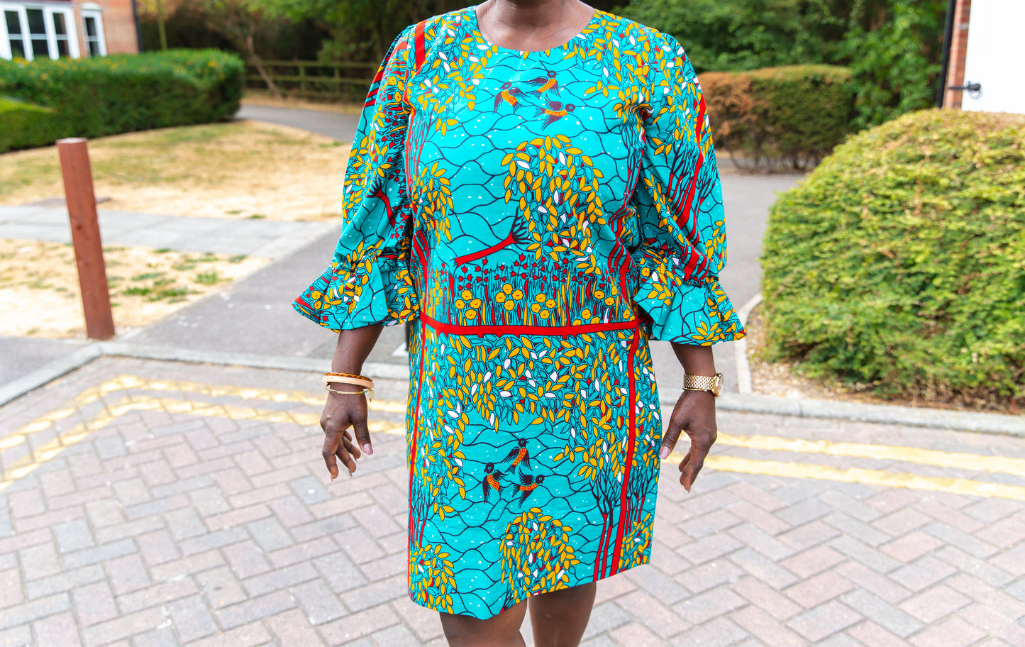 Ankara Puff sleeve shift dress