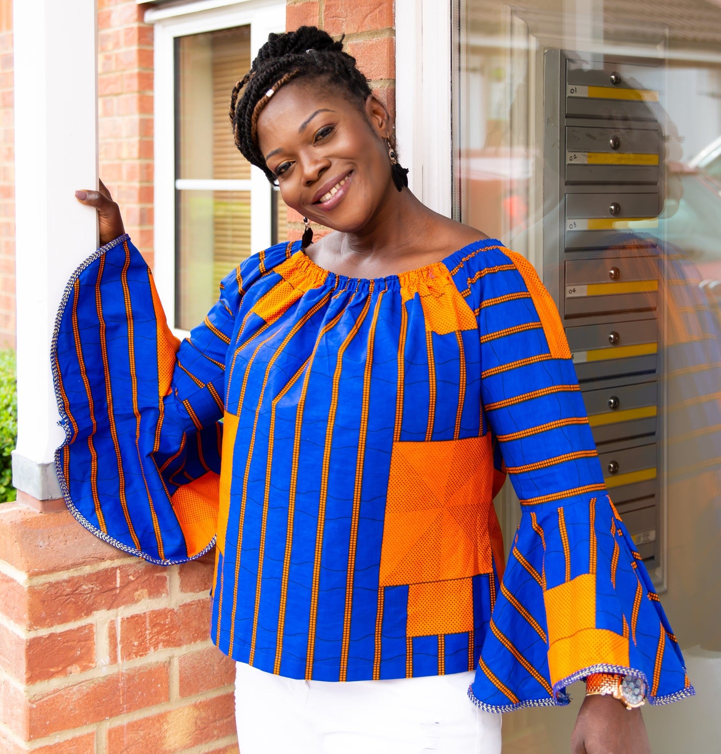 Bardot Long sleeve Ankara Top