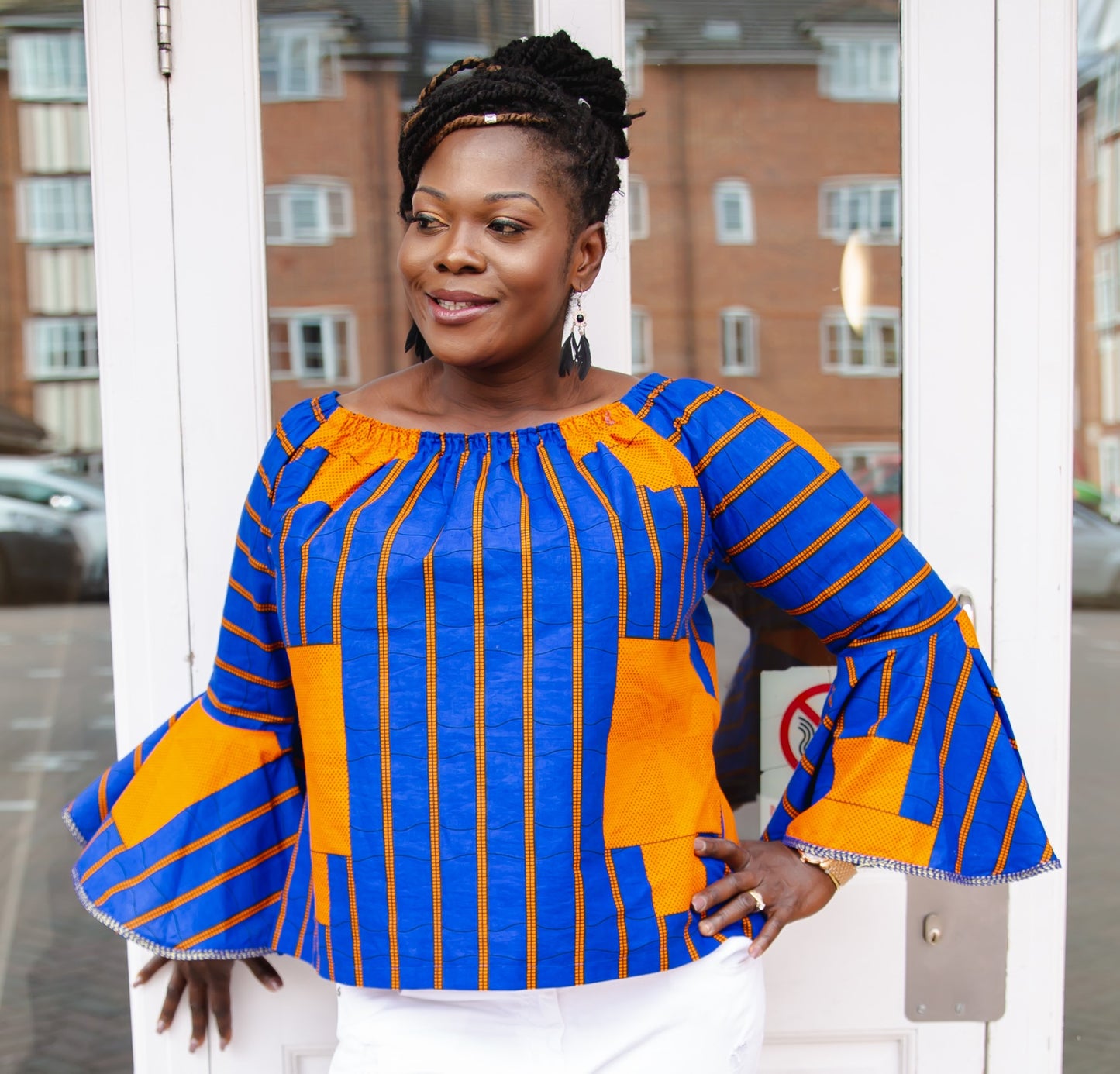 Bardot Long sleeve Ankara Top