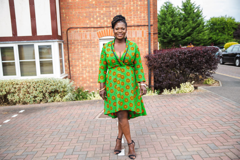 Low V-neck Fit and Flare dress