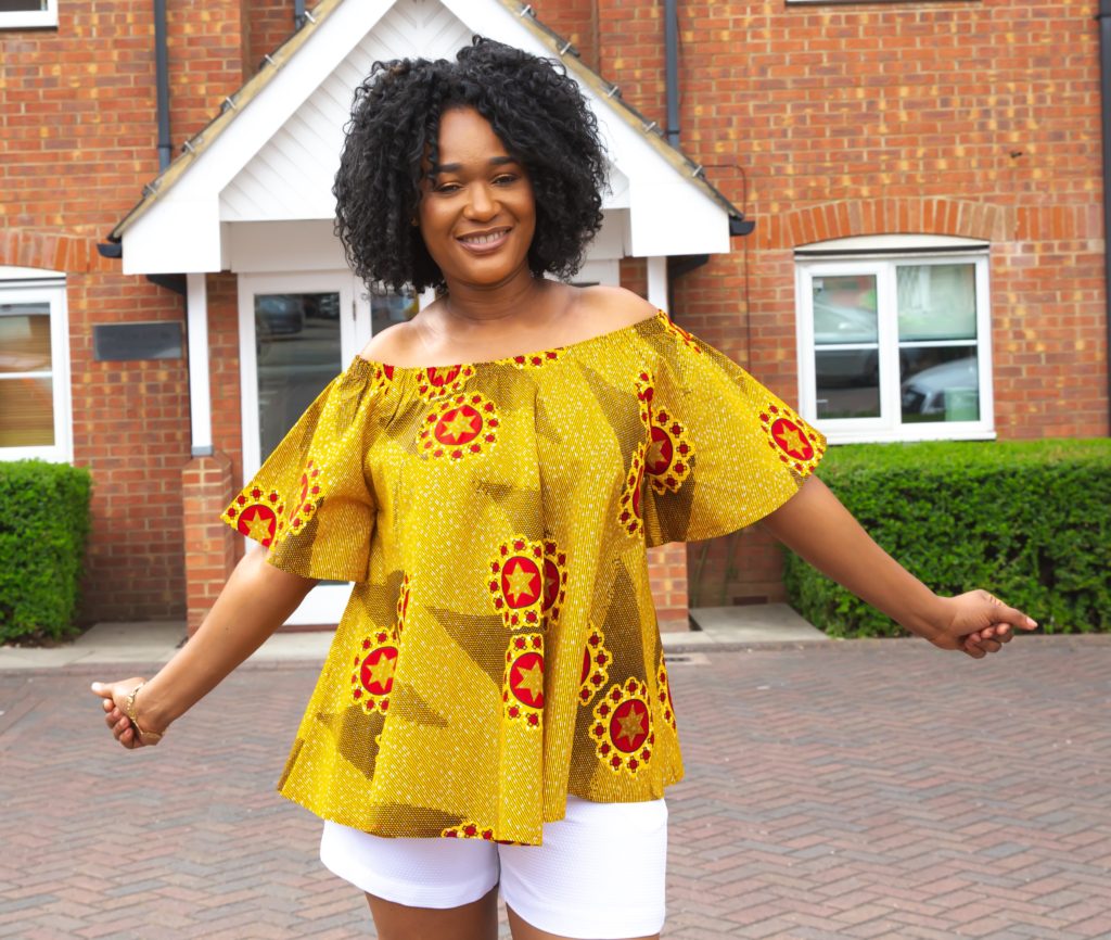 Bardot Flared Ankara Top