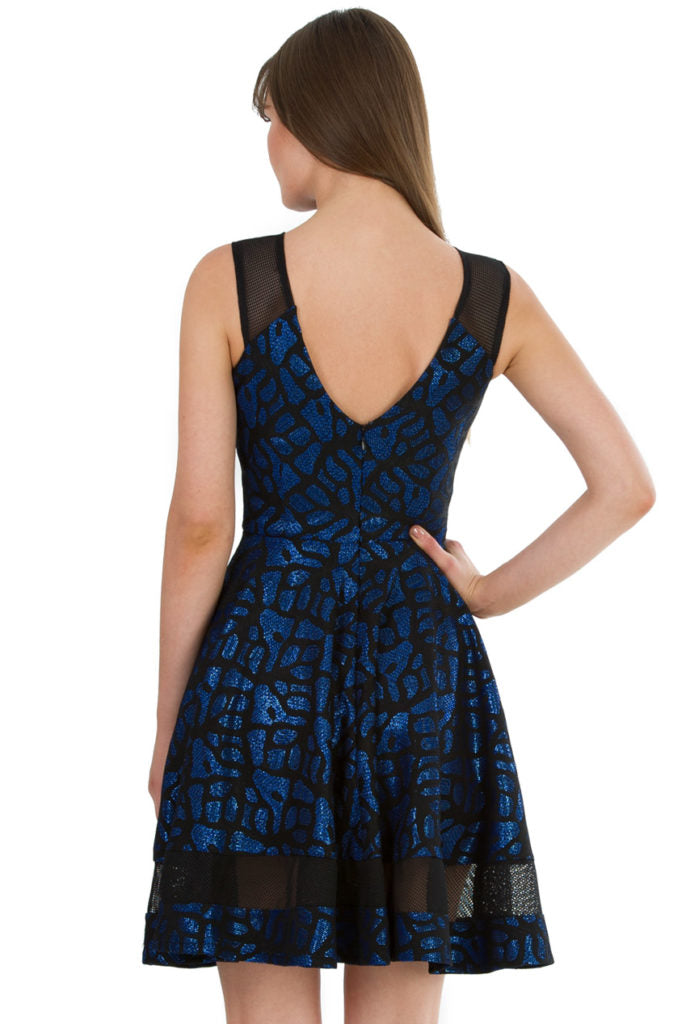 Panelled Cocktail Dress - Royal Blue