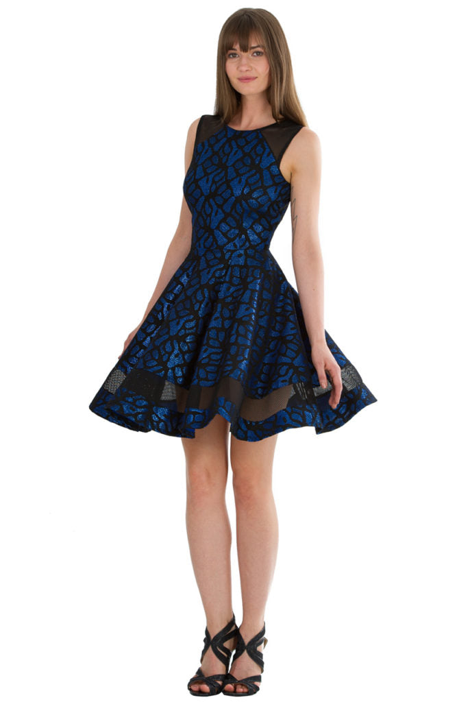 Panelled Cocktail Dress - Royal Blue