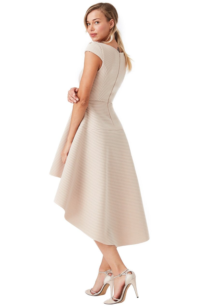 Square Neckline Asymmetric Midi Dress - Stone