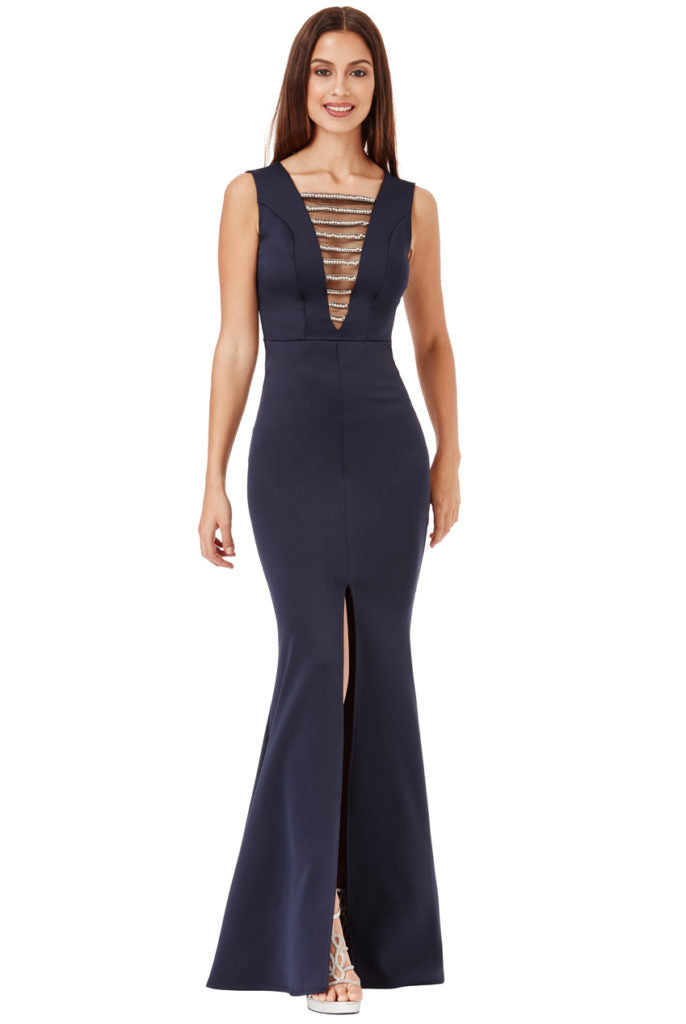 Embellished Maxi Dress with Split Detail