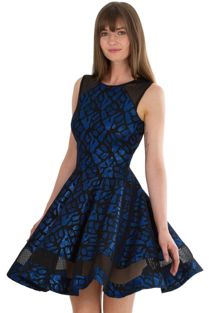 Panelled Cocktail Dress - Royal Blue